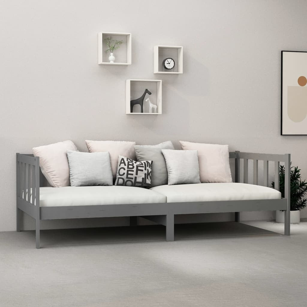 Day Bed Grey Solid Pinewood 90x200 cm