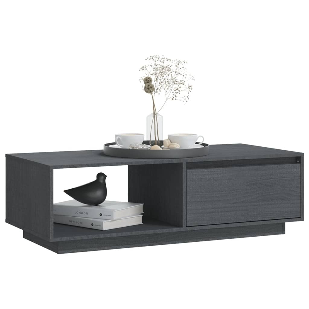 Coffee Table Grey 110x50x33.5 cm Solid Pinewood