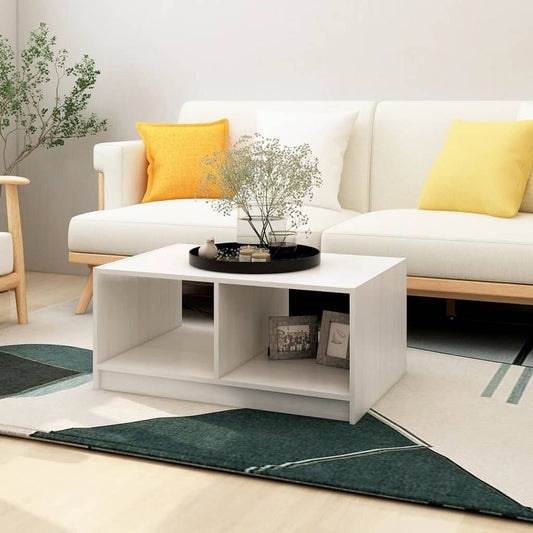 Coffee Table White 75x50x33.5 cm Solid Pinewood