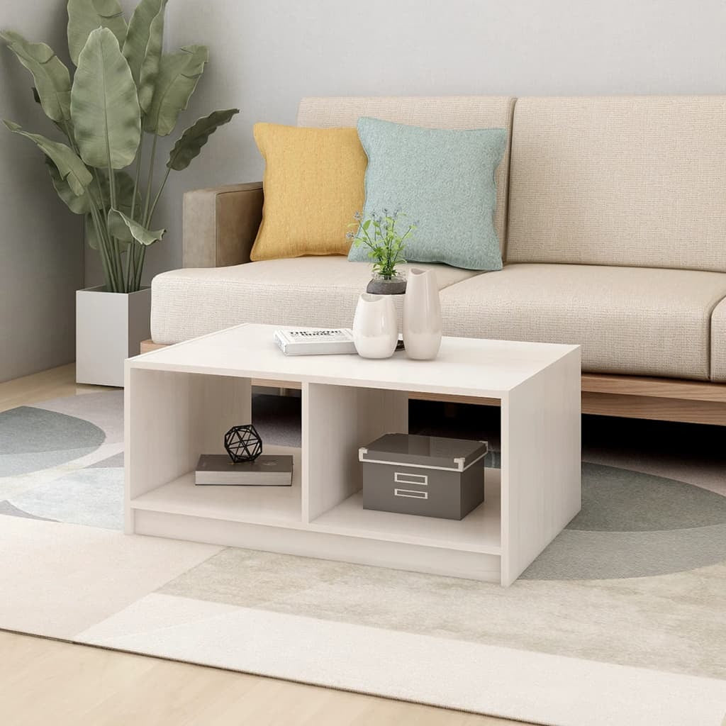 Coffee Table White 75x50x33.5 cm Solid Pinewood