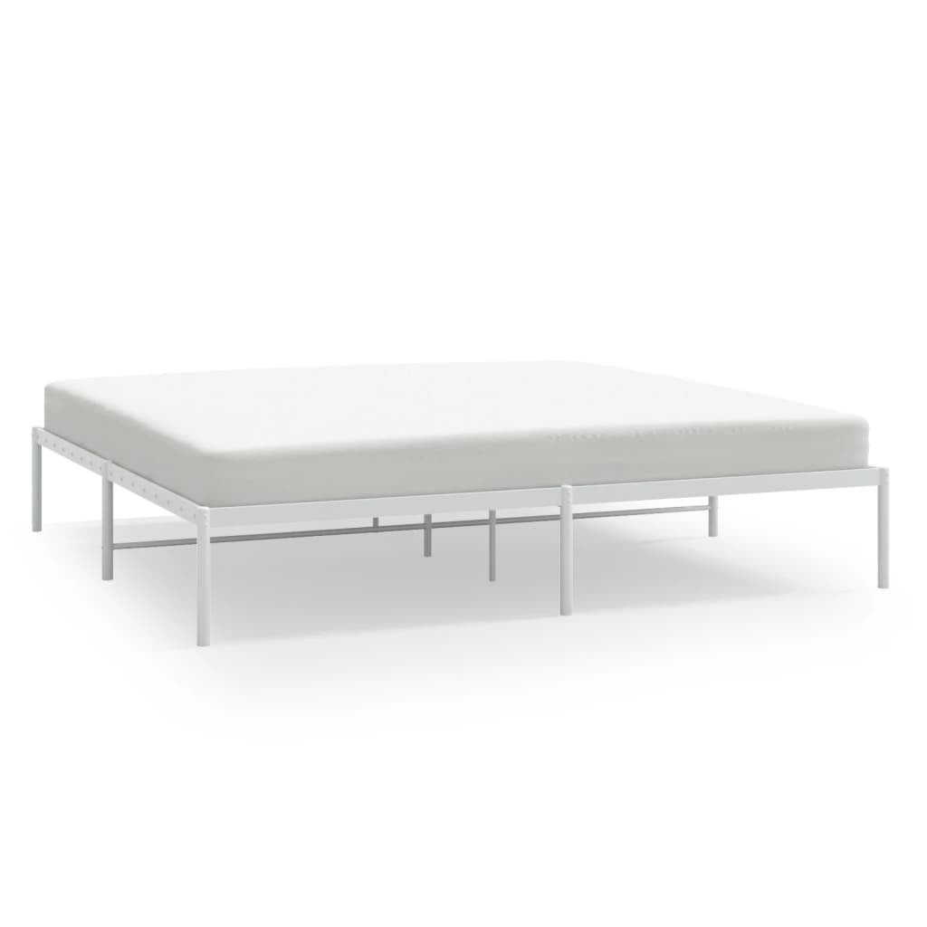 Metal Bed Frame White 200x200 cm