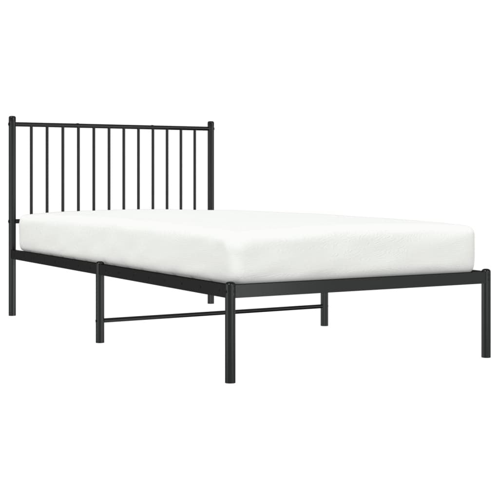 Metal Bed Frame with Headboard Black 100x200 cm
