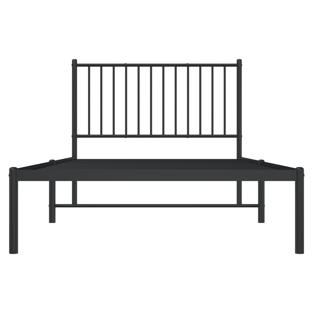 Metal Bed Frame with Headboard Black 100x200 cm