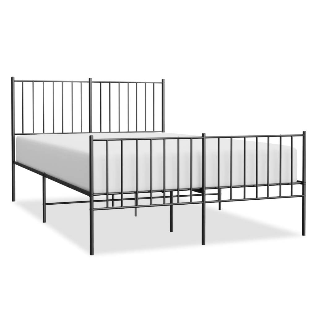 Metal Bed Frame with Headboard and Footboard Black 120x200 cm