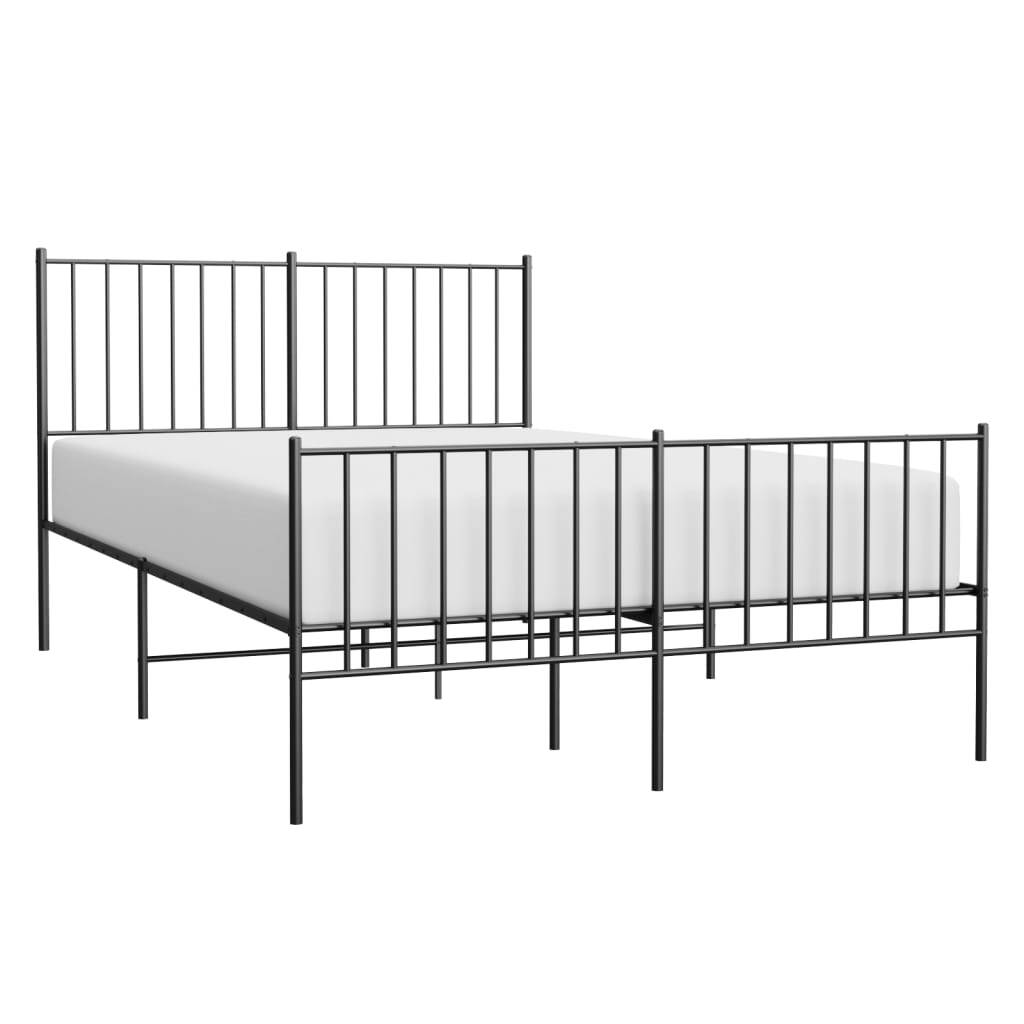 Metal Bed Frame with Headboard and Footboard Black 120x200 cm