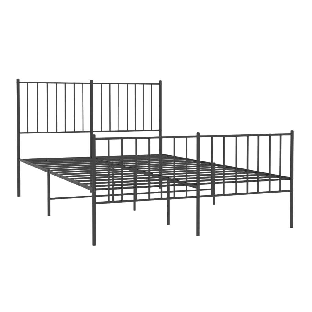 Metal Bed Frame with Headboard and Footboard Black 120x200 cm