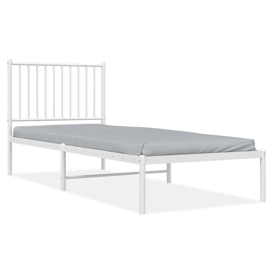 Metal Bed Frame with Headboard White 80x200 cm