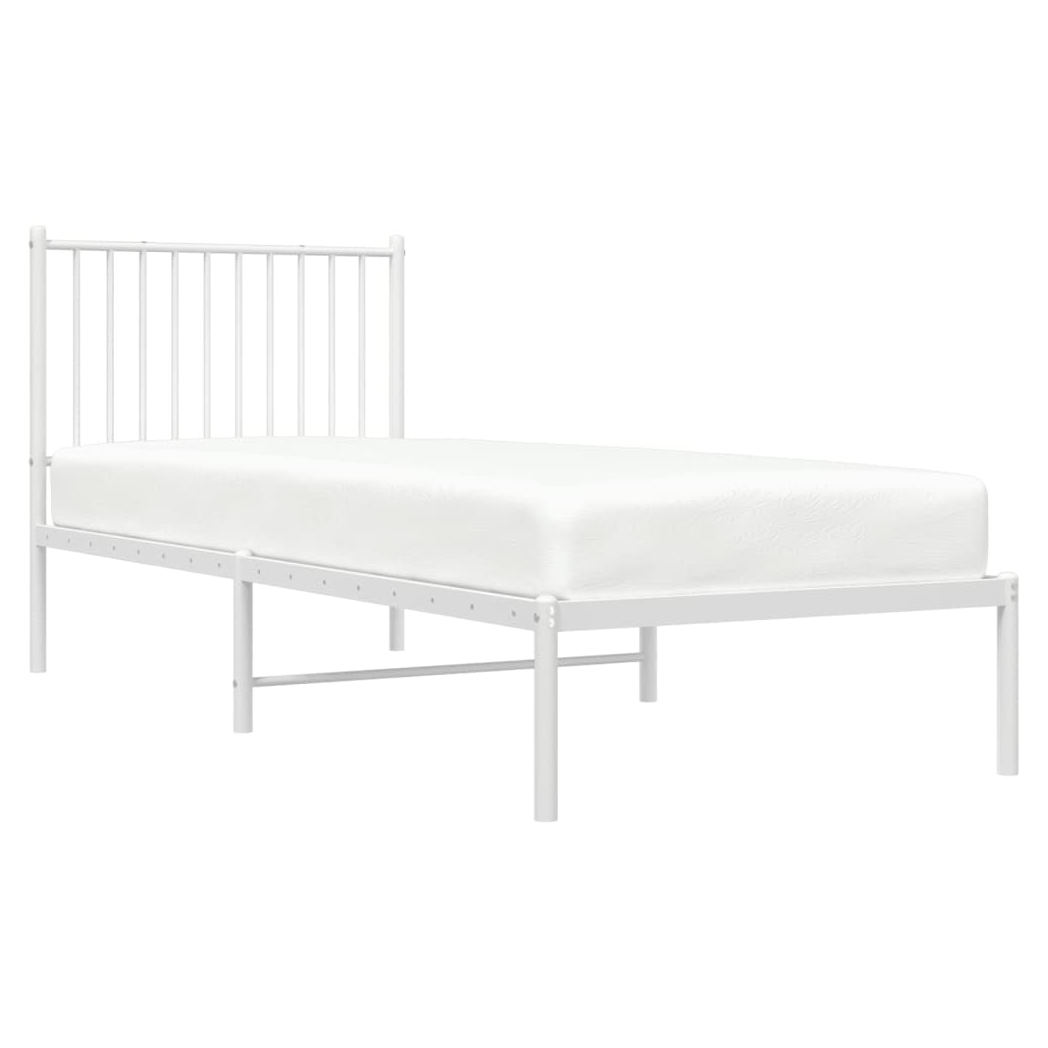 Metal Bed Frame with Headboard White 80x200 cm