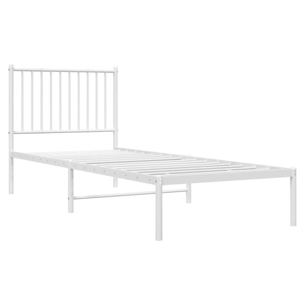 Metal Bed Frame with Headboard White 80x200 cm