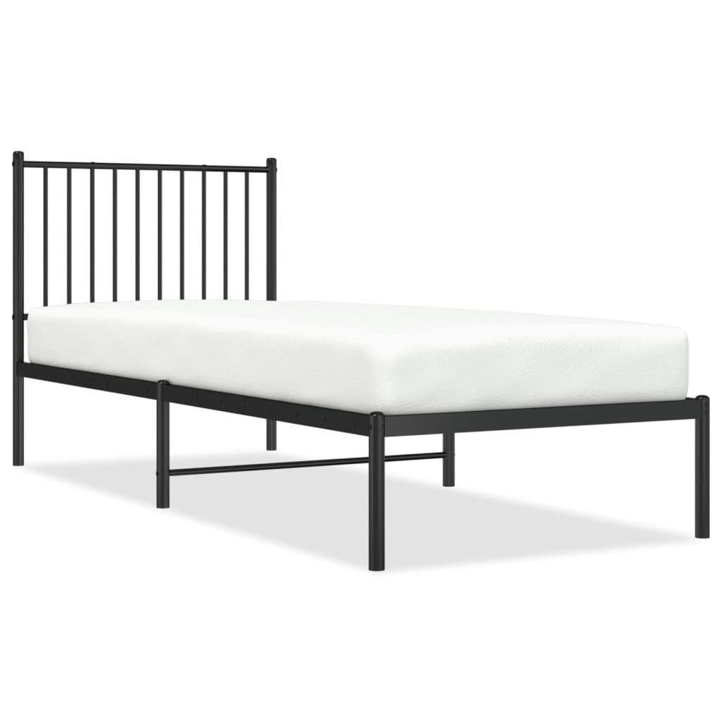 Metal Bed Frame with Headboard Black 80x200 cm