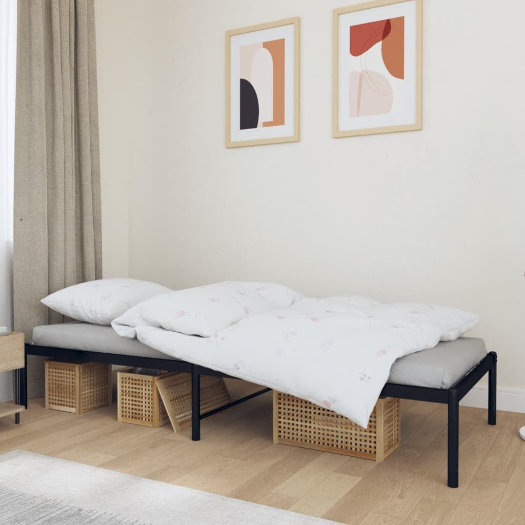 Metal Bed Frame Black 75x190 cm Small Single