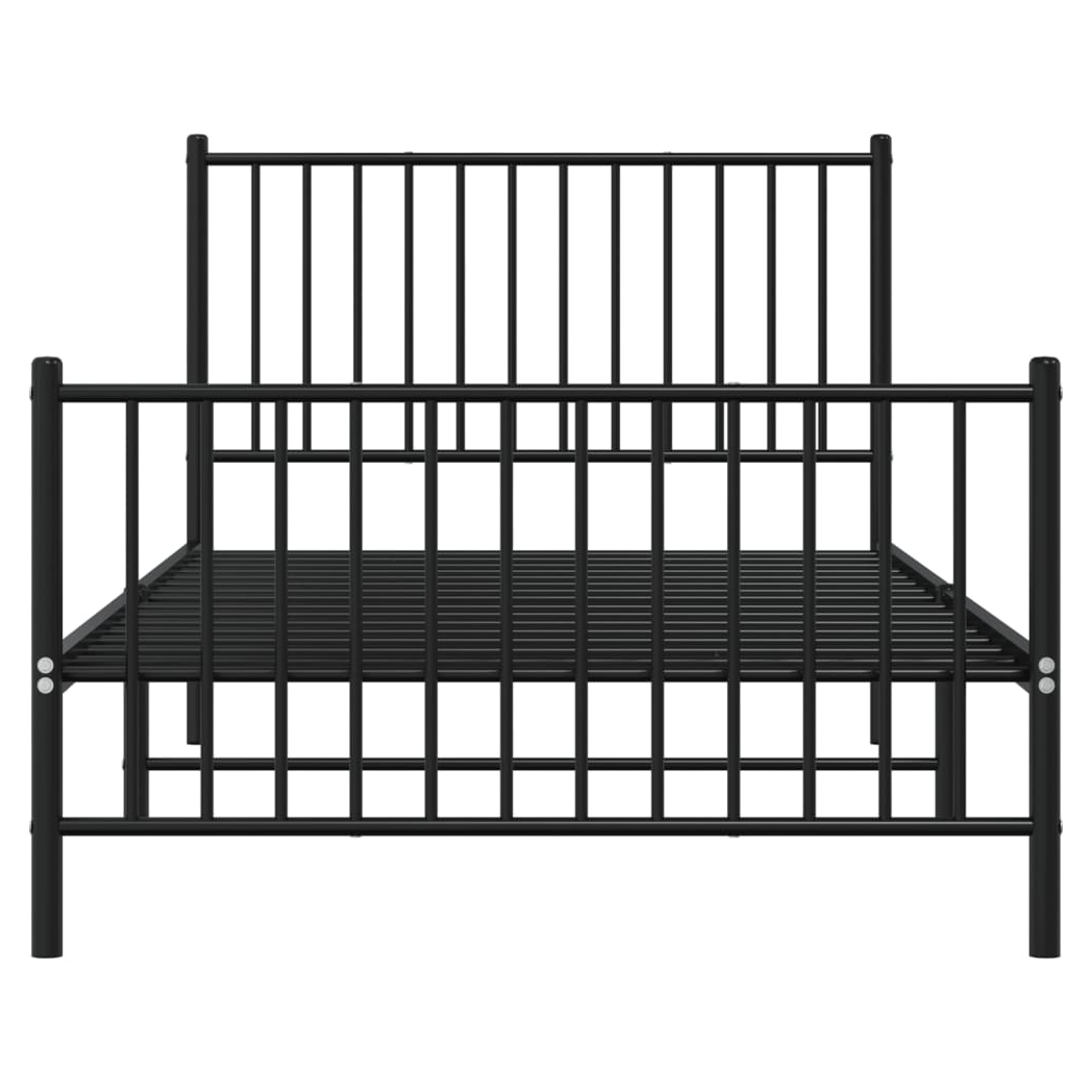Metal Bed Frame with Headboard and Footboard Black 100x200 cm