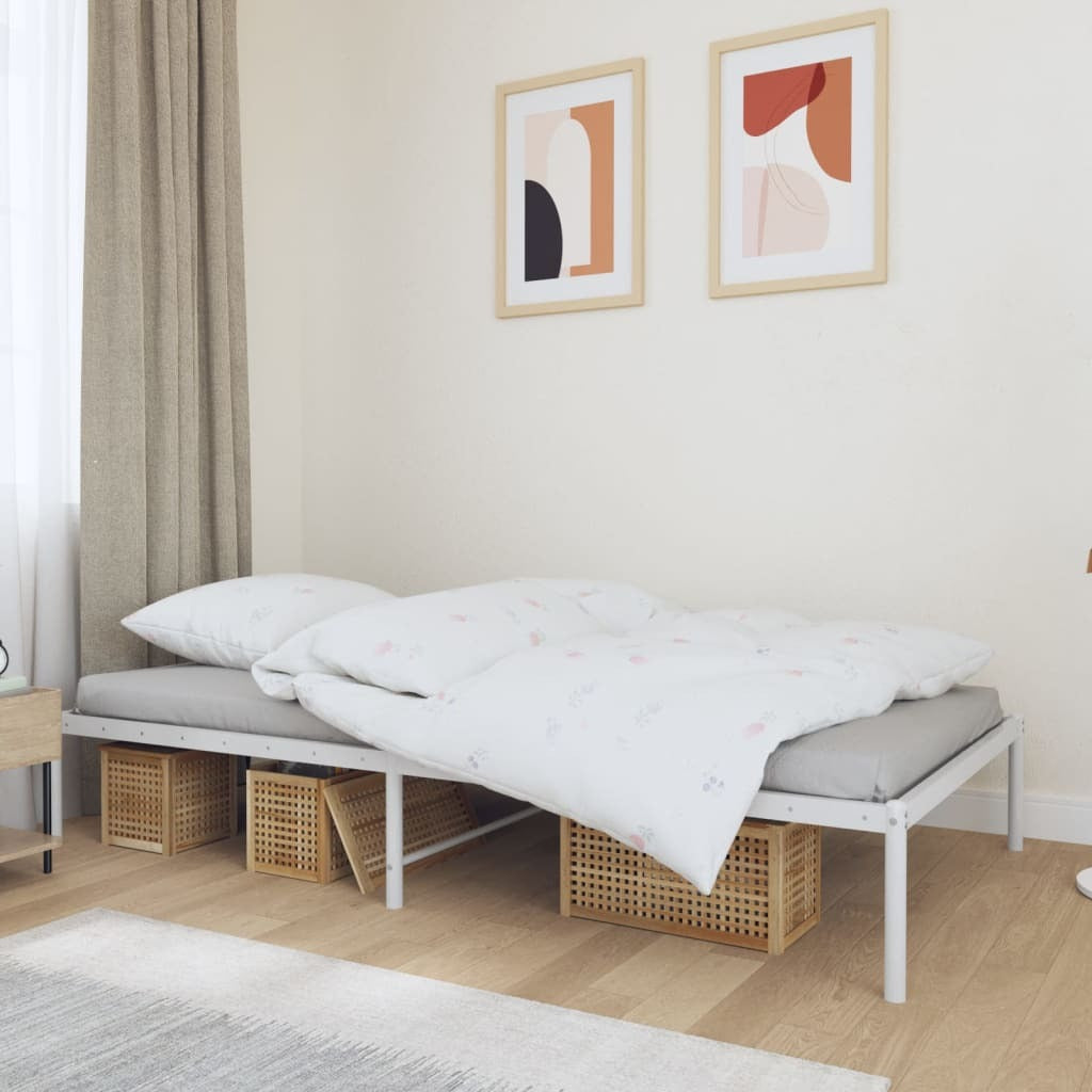 Metal Bed Frame White 100x190 cm