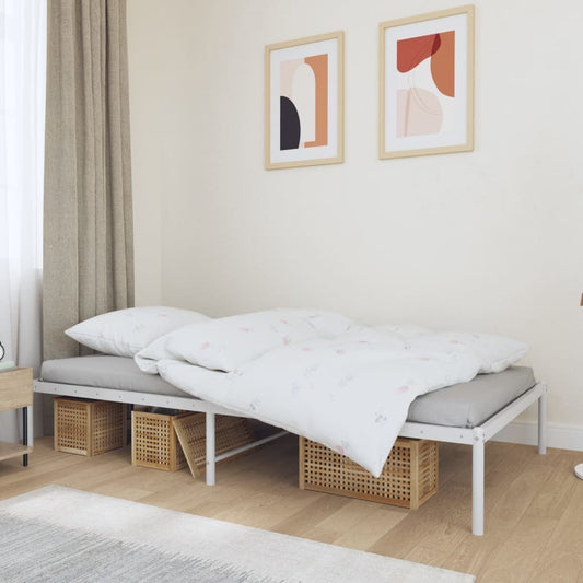 Metal Bed Frame White 100x190 cm