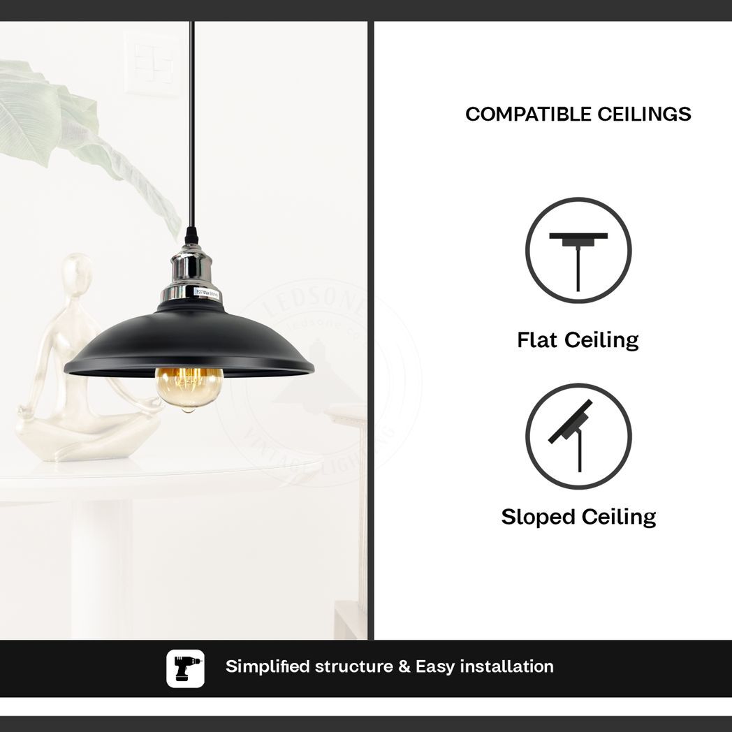 Vintage Industrial Black  E27 Ceiling Hanging Light Shade Loft Style Metal Ceiling Pendant Lamp