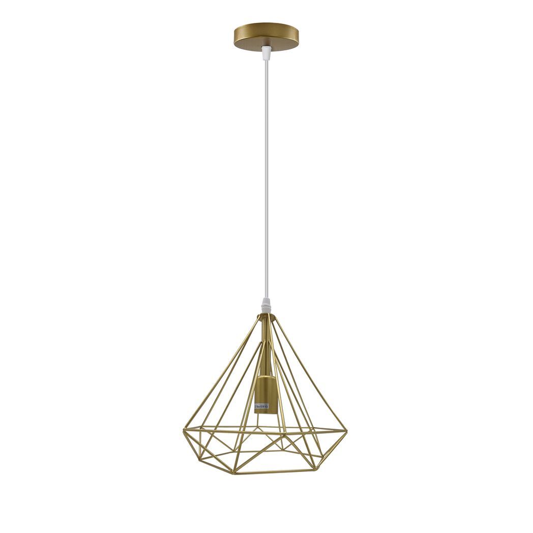Single Gold Vintage Industrial E27 Ceiling Hanging Light Cage Shade Loft Style Metal Ceiling Pendant Lamp