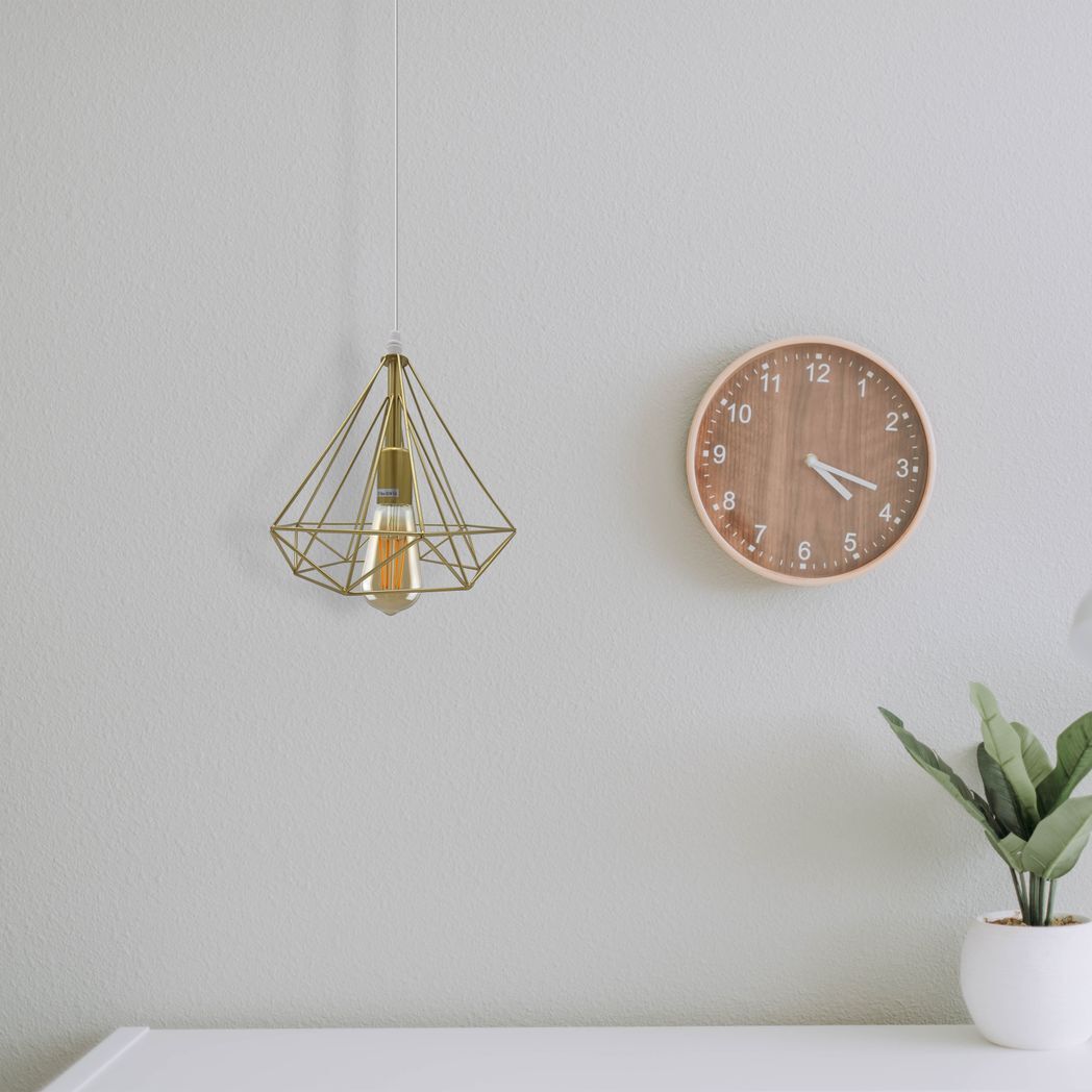 Single Gold Vintage Industrial E27 Ceiling Hanging Light Cage Shade Loft Style Metal Ceiling Pendant Lamp