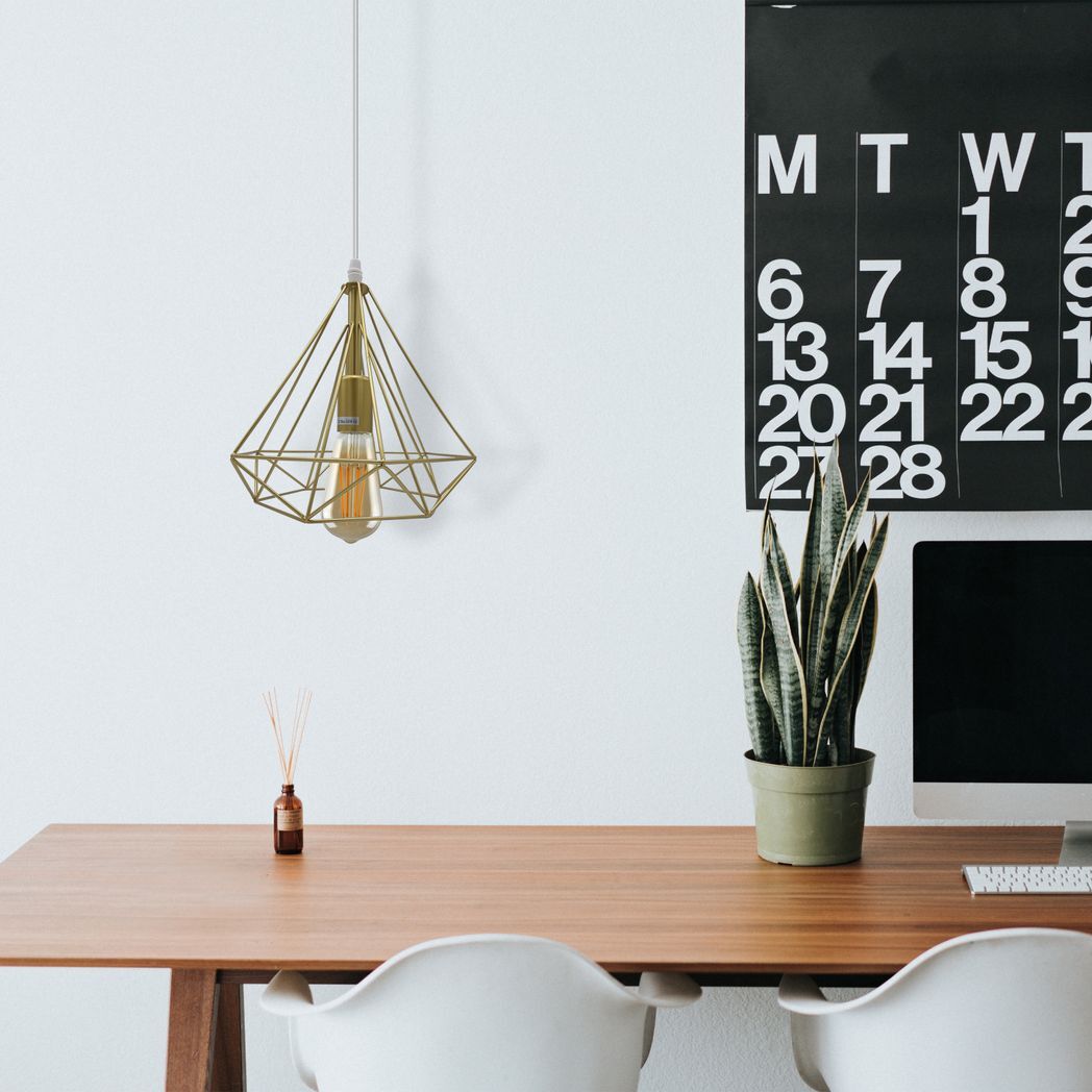 Single Gold Vintage Industrial E27 Ceiling Hanging Light Cage Shade Loft Style Metal Ceiling Pendant Lamp