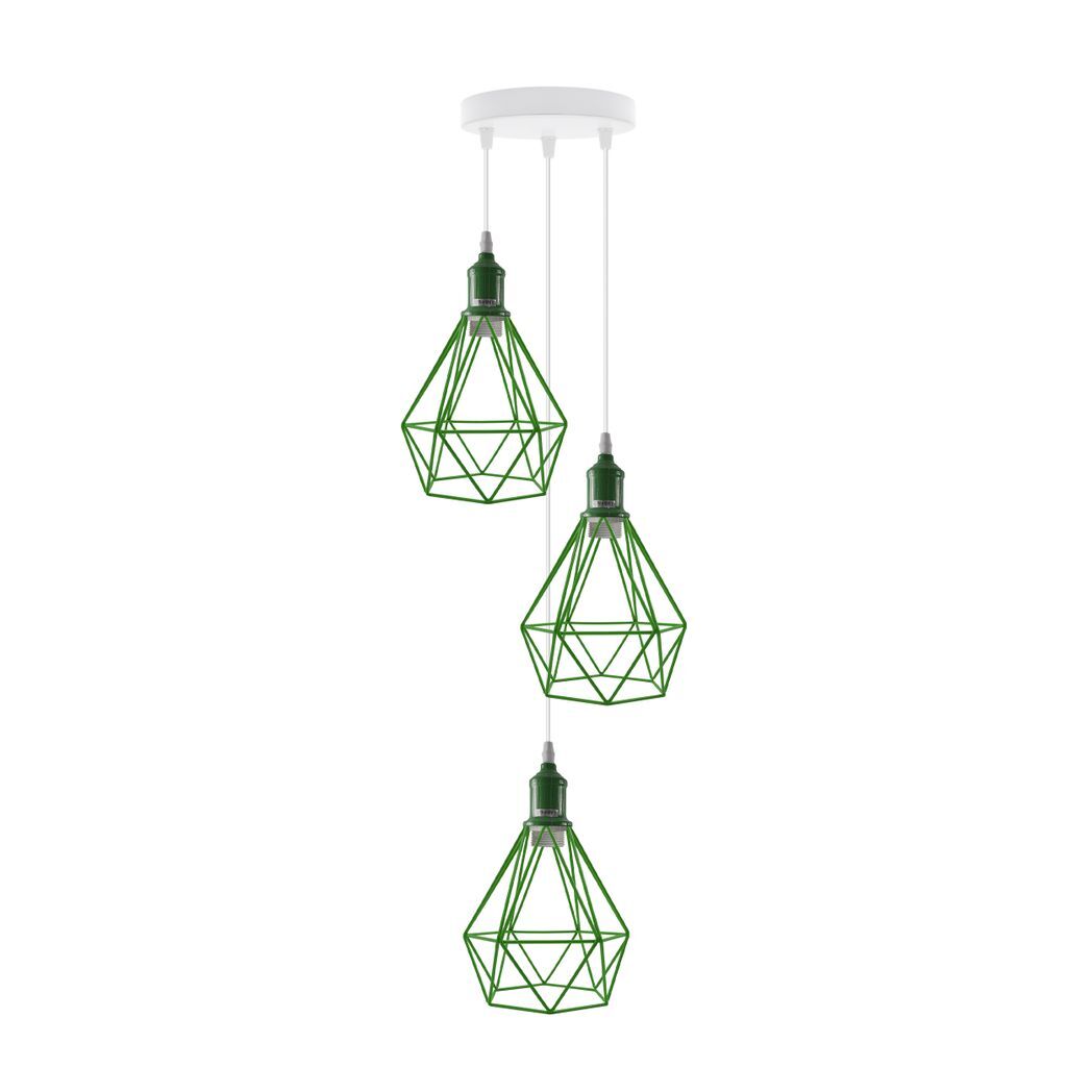 3 Head Green pendant Industrial Ceiling Light Fitting, Metal Open Style Lamp Shade,