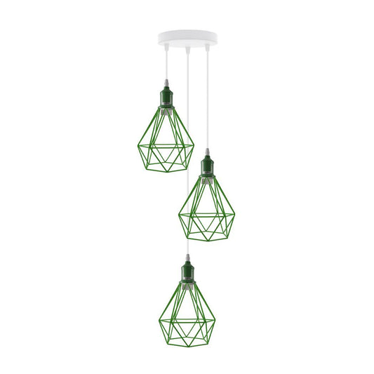 3 Head Green pendant Industrial Ceiling Light Fitting, Metal Open Style Lamp Shade,
