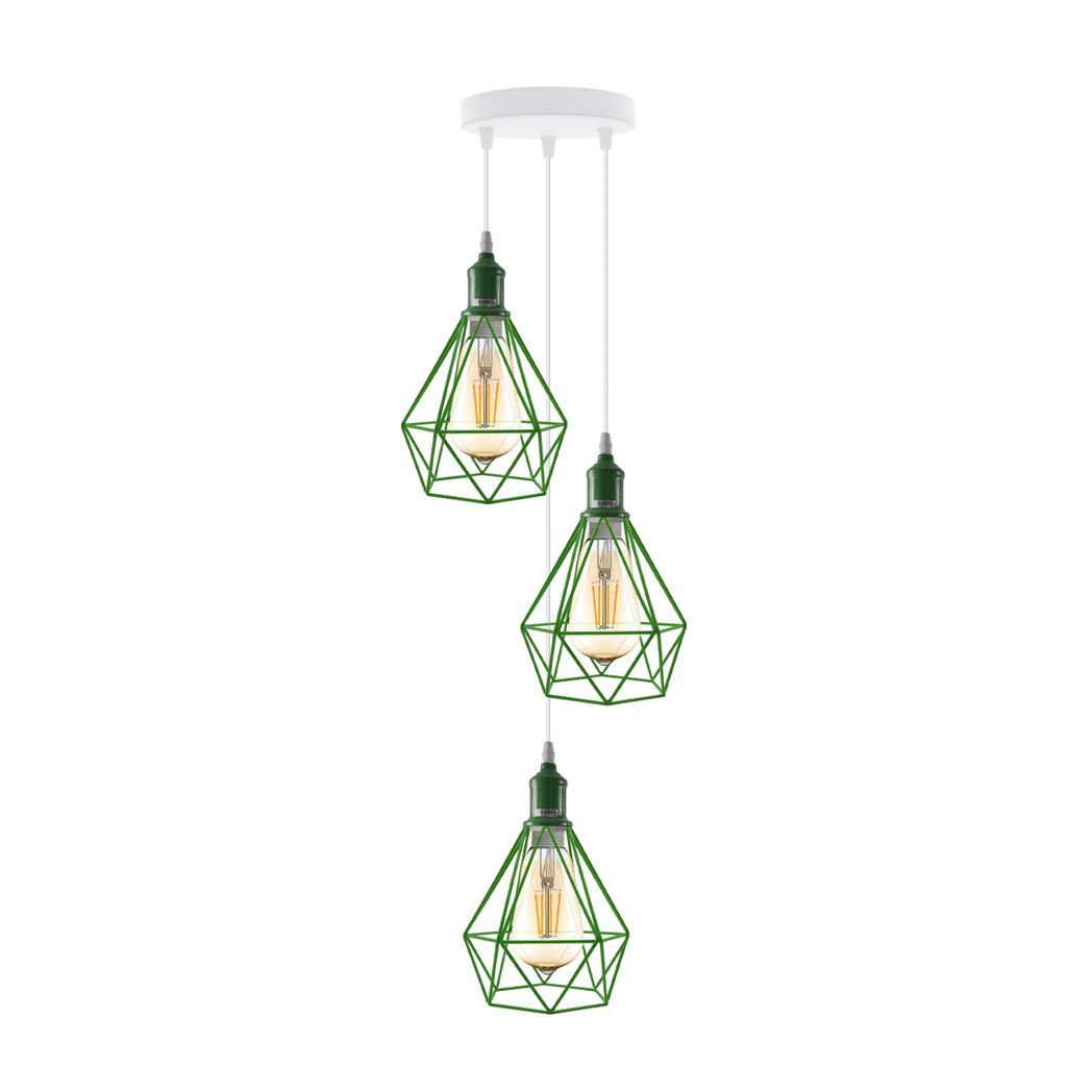 3 Head Green pendant Industrial Ceiling Light Fitting, Metal Vintage Lamp Shade,