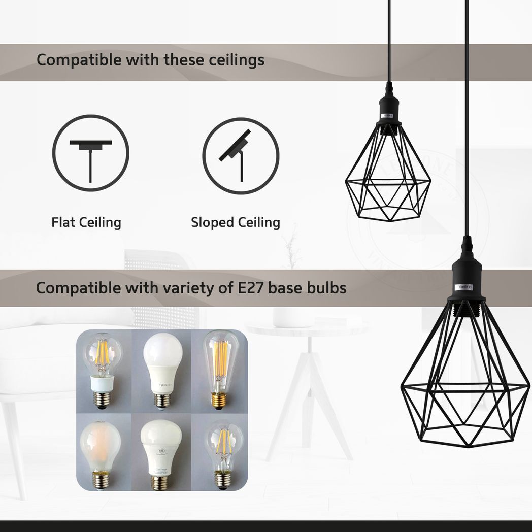 3 Head White pendant Industrial Ceiling Light Fitting, Metal Vintage Lamp Shade,
