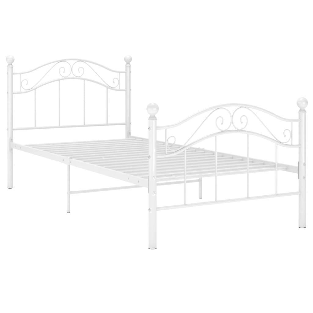 Bed Frame White Metal 90x200 cm