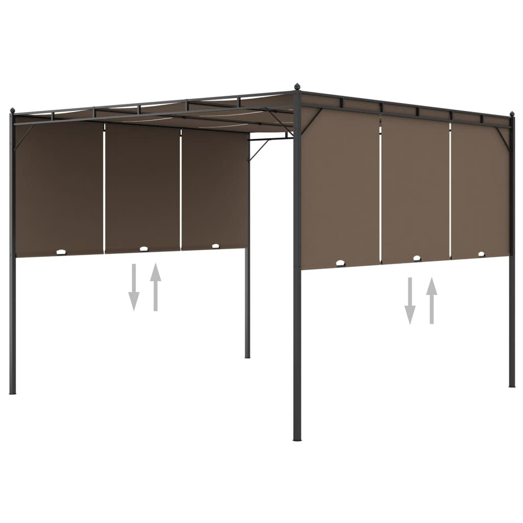 Garden Gazebo with Side Curtain 3x3x2.25 m Taupe