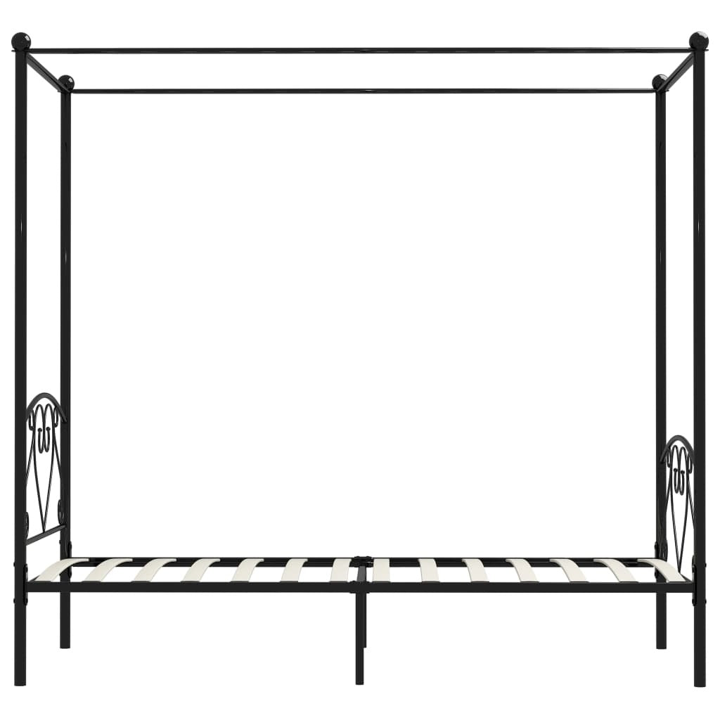 Canopy Bed Frame Black Metal 120x200 cm