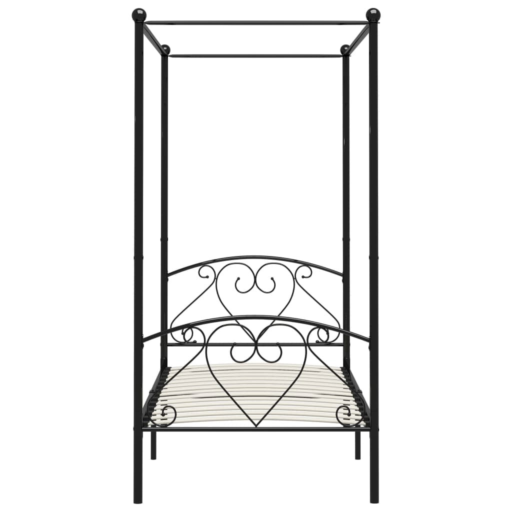 Canopy Bed Frame Black Metal 120x200 cm