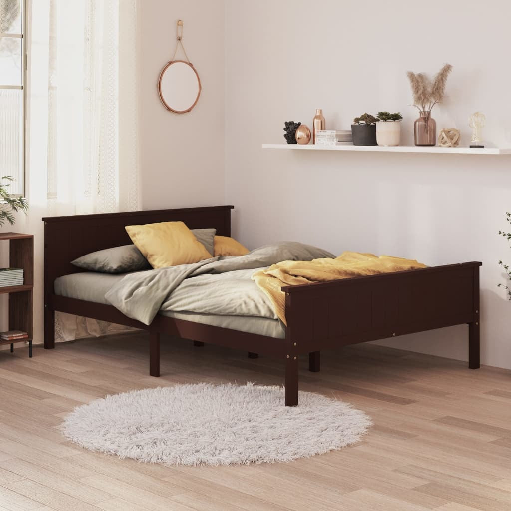 Bed Frame Dark Brown Solid Wood Pine 120x200 cm