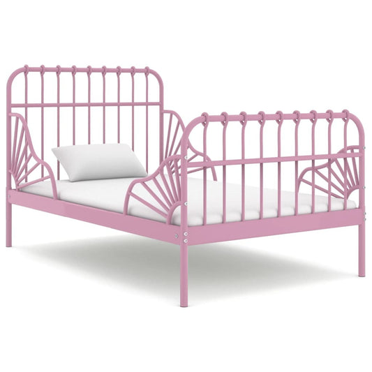 Extendable Bed Frame Pink Metal 80x130/200 cm