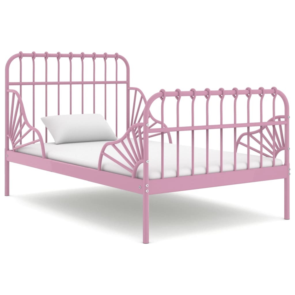Extendable Bed Frame Pink Metal 80x130/200 cm
