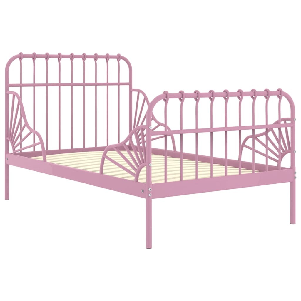 Extendable Bed Frame Pink Metal 80x130/200 cm