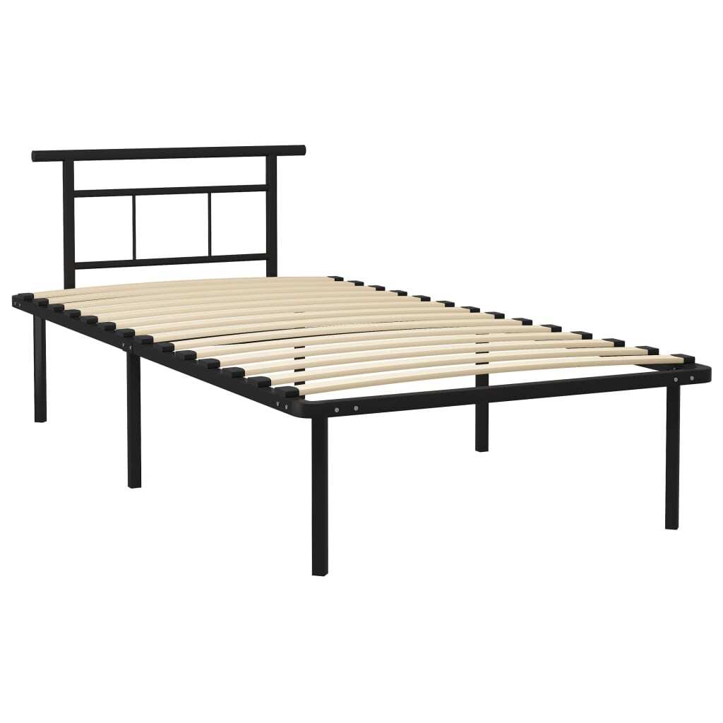 Bed Frame Black Metal 100x200 cm