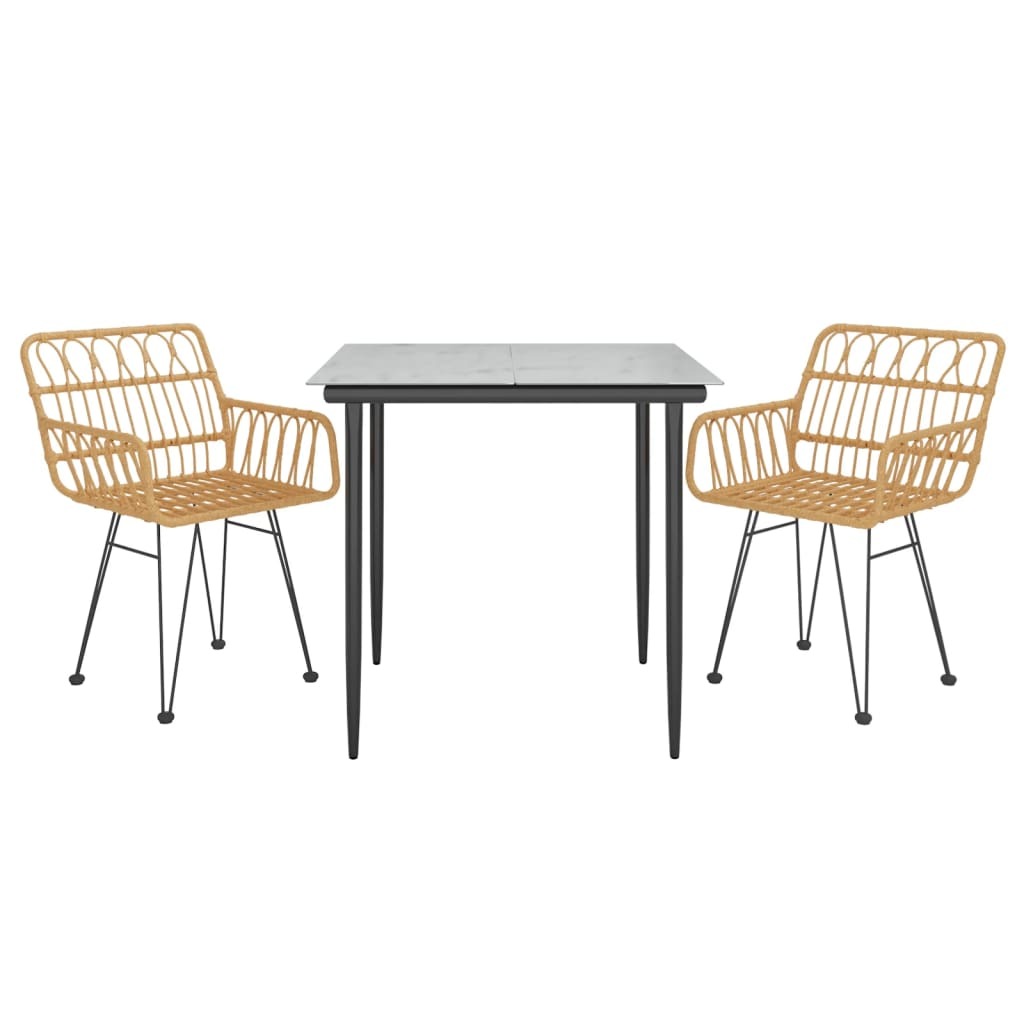 3 Piece Garden Dining Set Poly Rattan