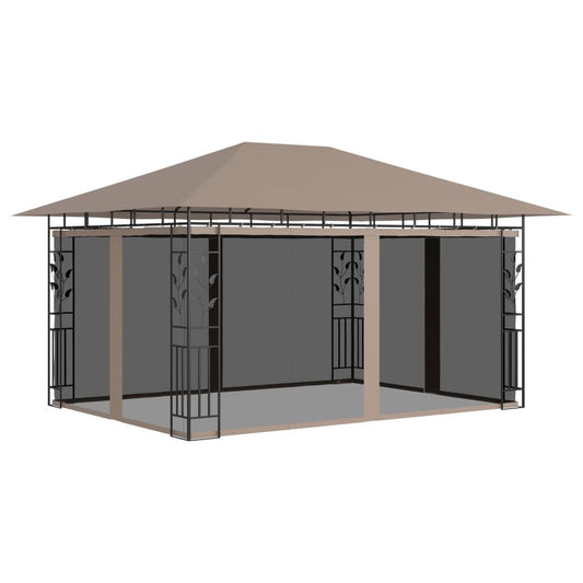 Gazebo with Mosquito Net 4x3x2.73 m Taupe 180 g/m