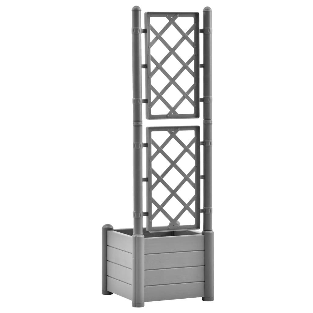 Garden Planter with Trellis 43x43x142 cm PP Stone Grey