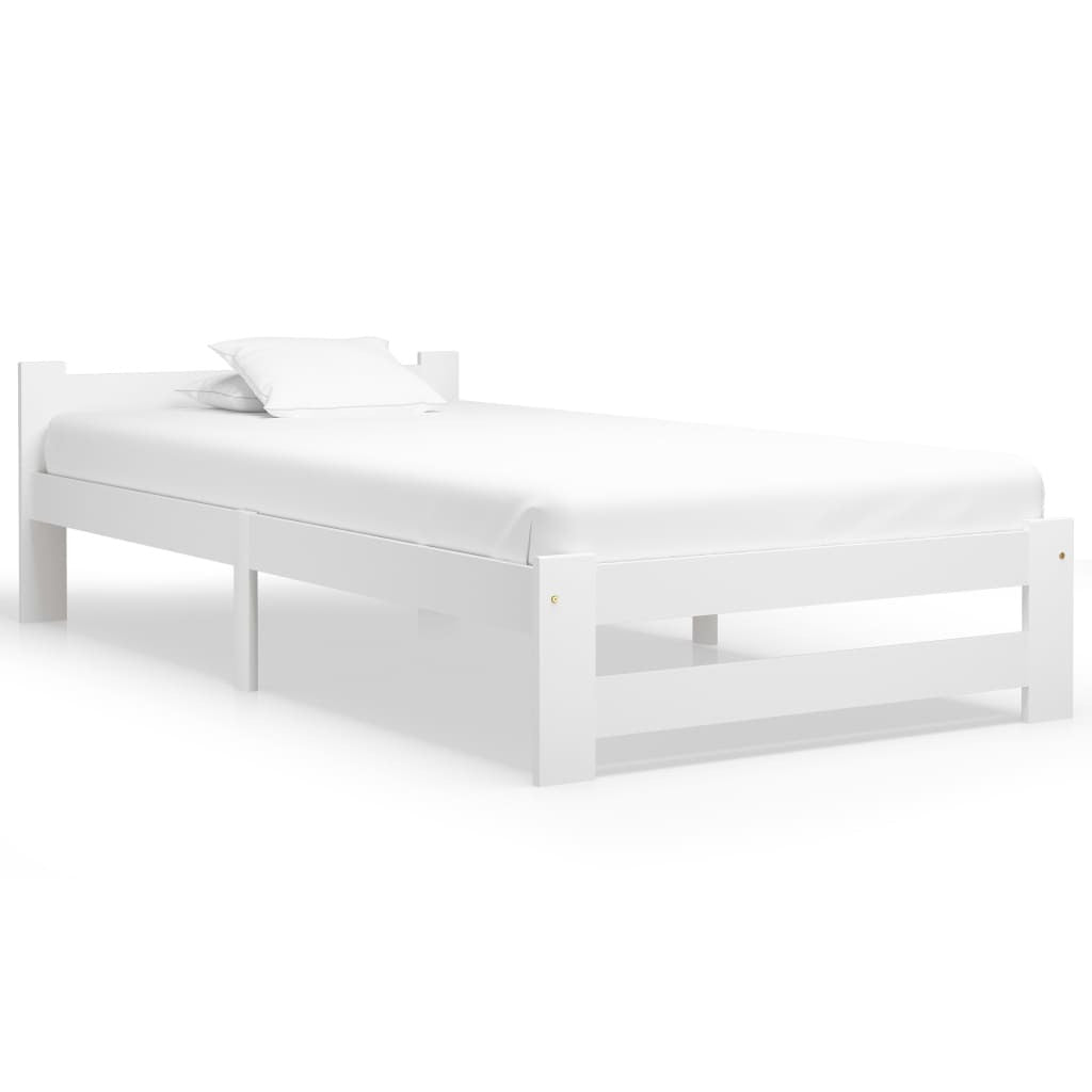 Bed Frame White Solid Pine Wood 100x200 cm