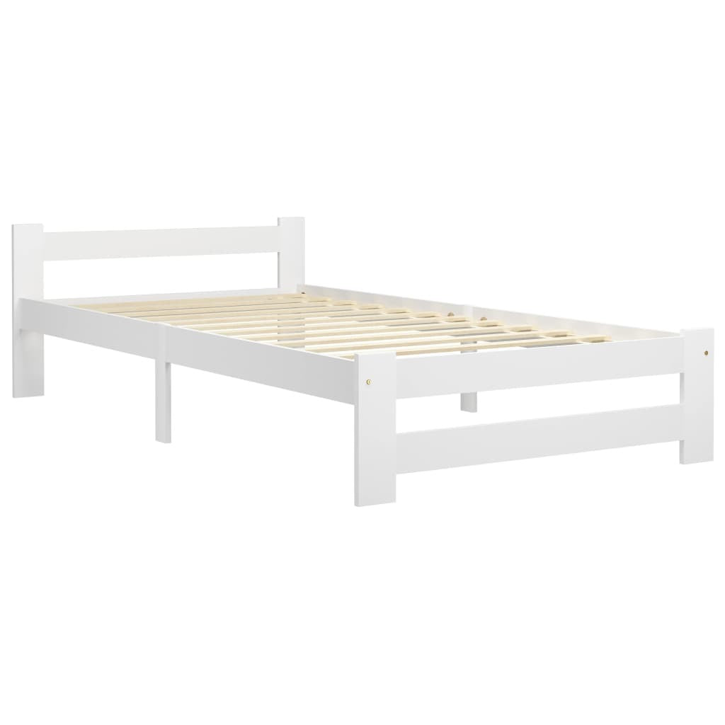 Bed Frame White Solid Pine Wood 100x200 cm