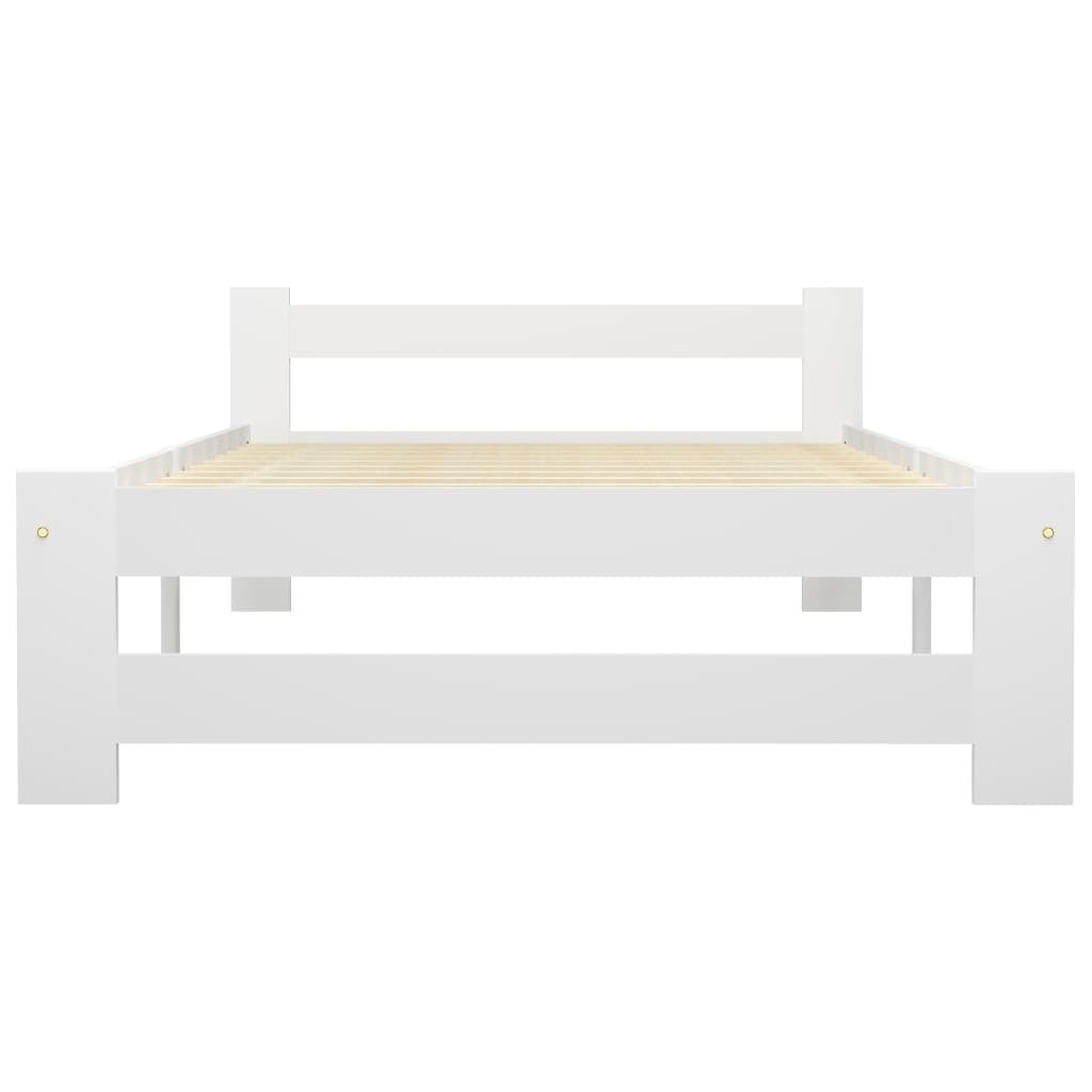 Bed Frame White Solid Pine Wood 100x200 cm