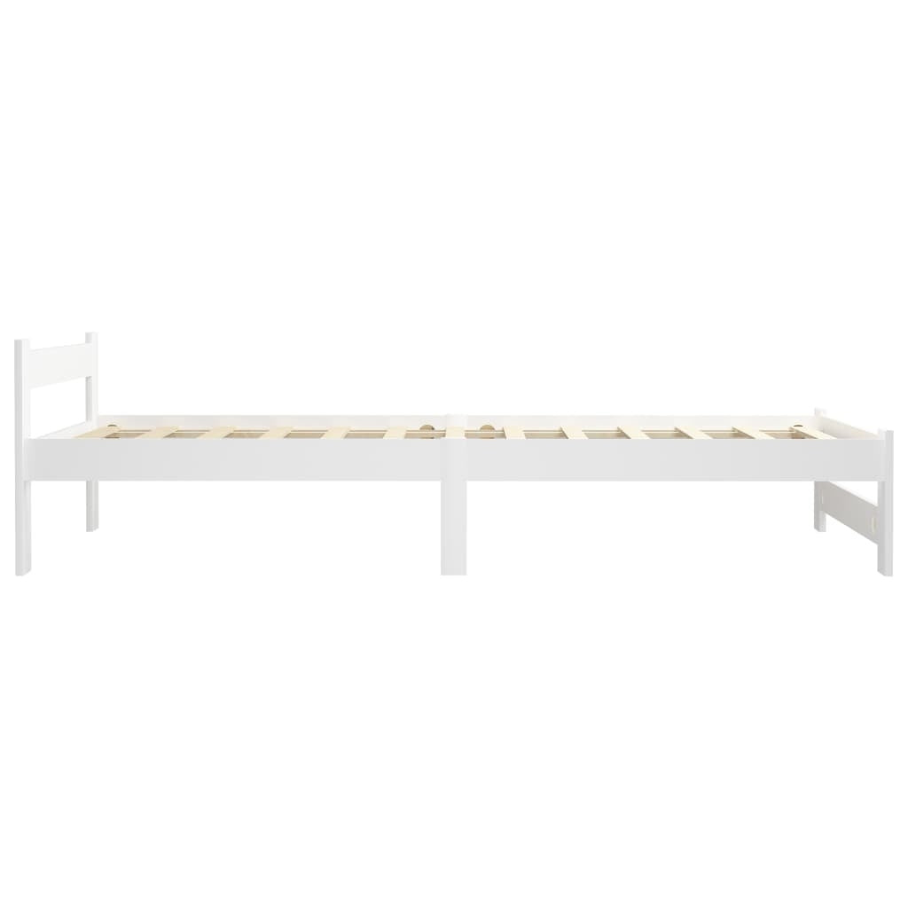 Bed Frame White Solid Pine Wood 100x200 cm