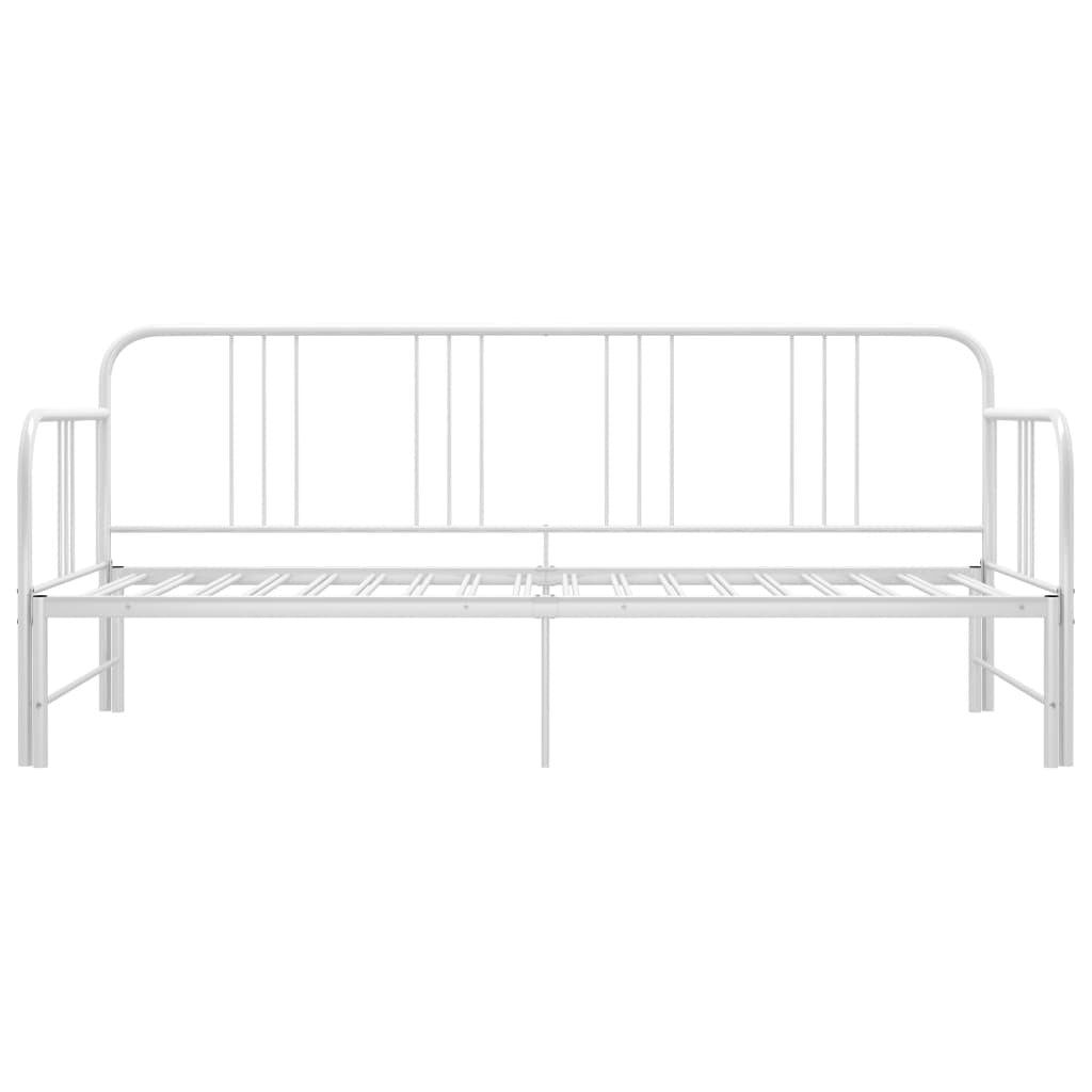 Pull-out Sofa Bed Frame White Metal 90x200 cm