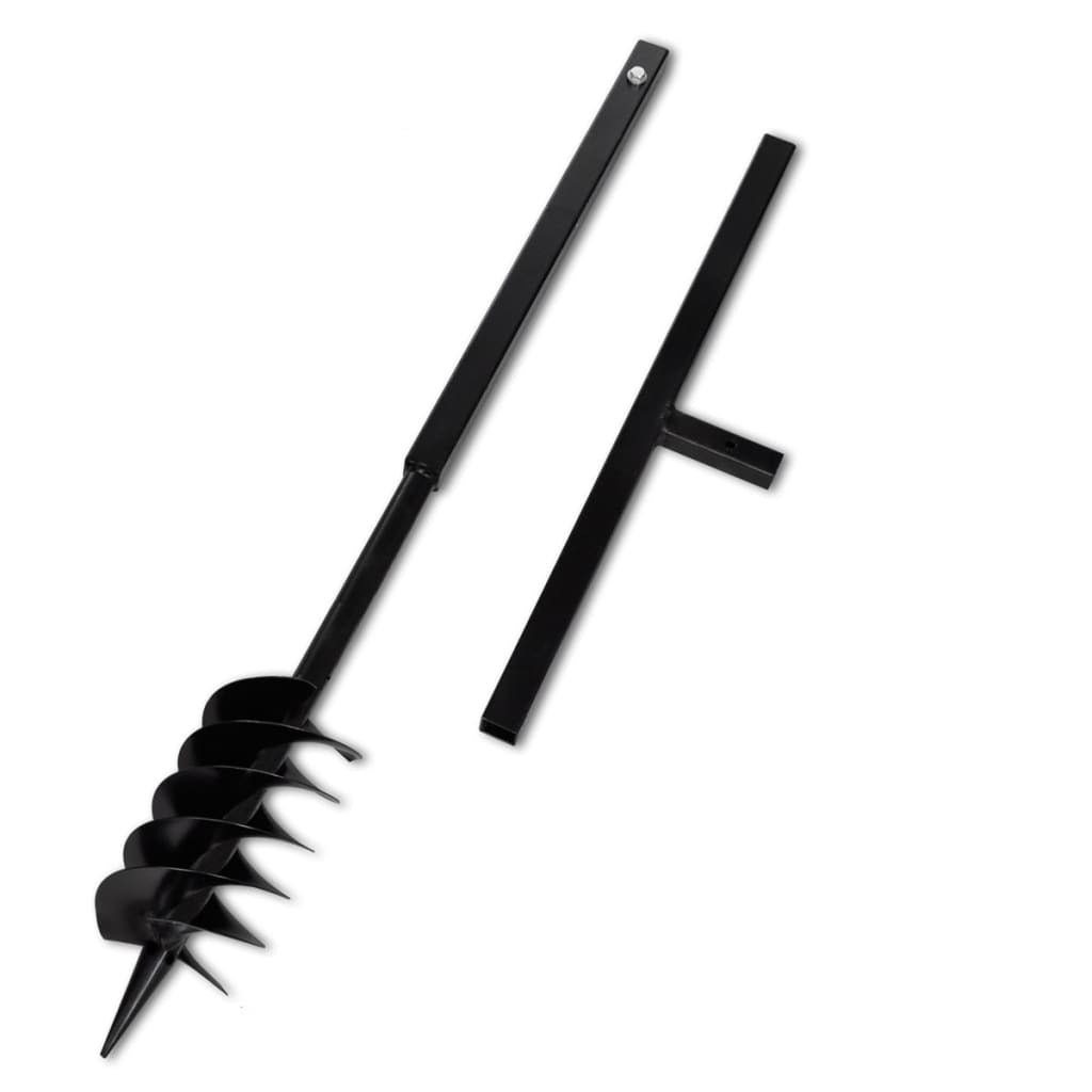 Garden  Ground Drill with Handle Auger Bit 120 mm Double Spirals Steel Black