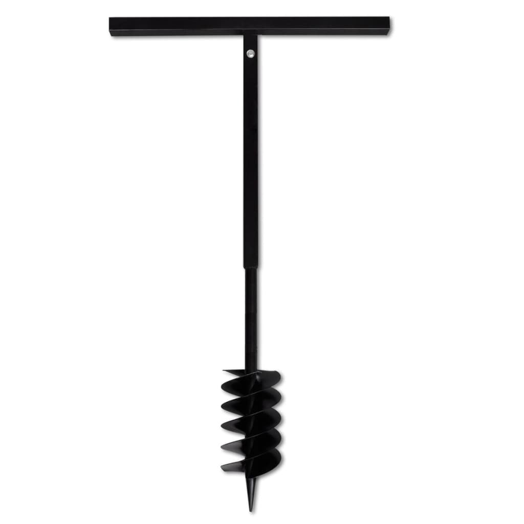 Garden  Ground Drill with Handle Auger Bit 120 mm Double Spirals Steel Black