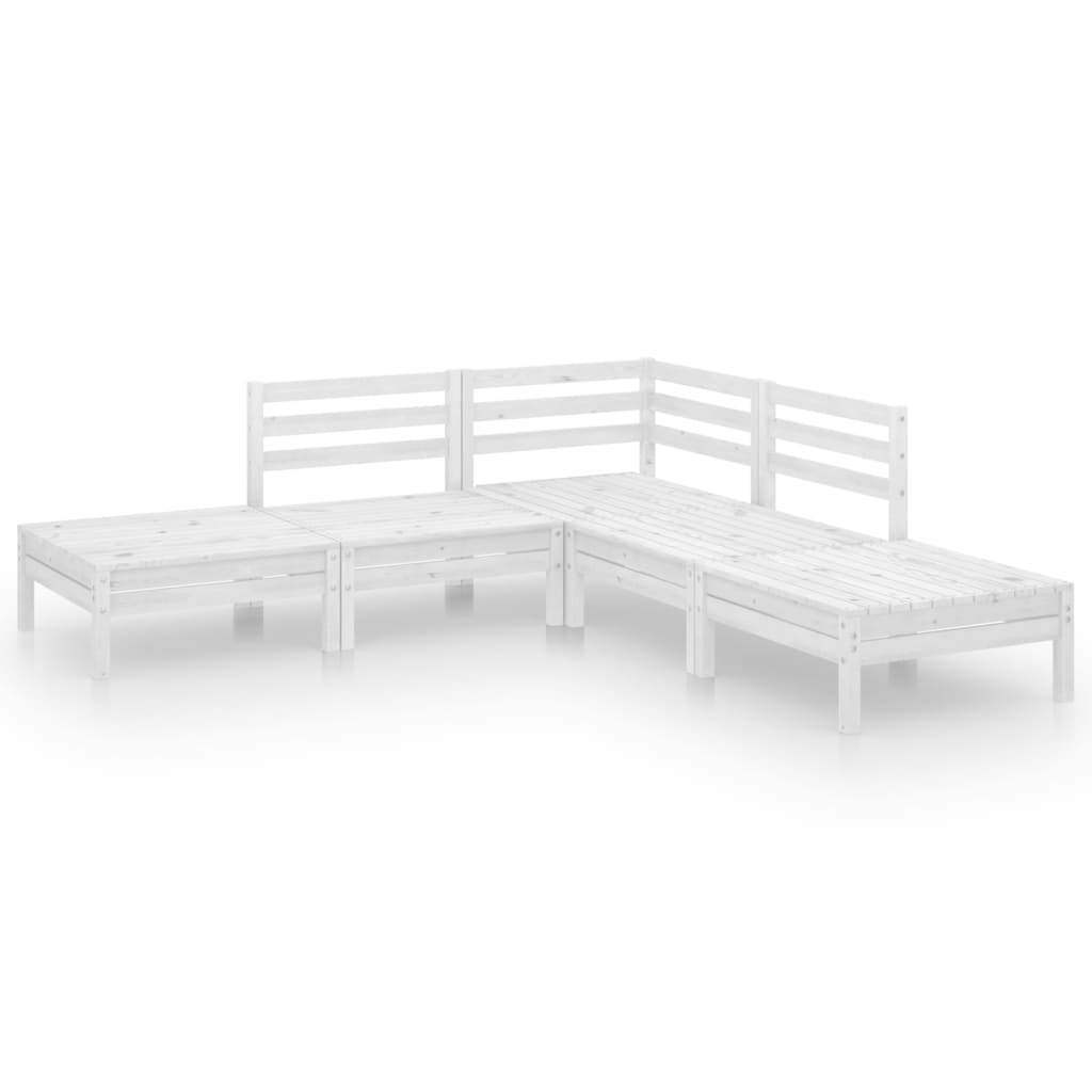 5 Piece Garden Lounge Set Solid Pinewood White
