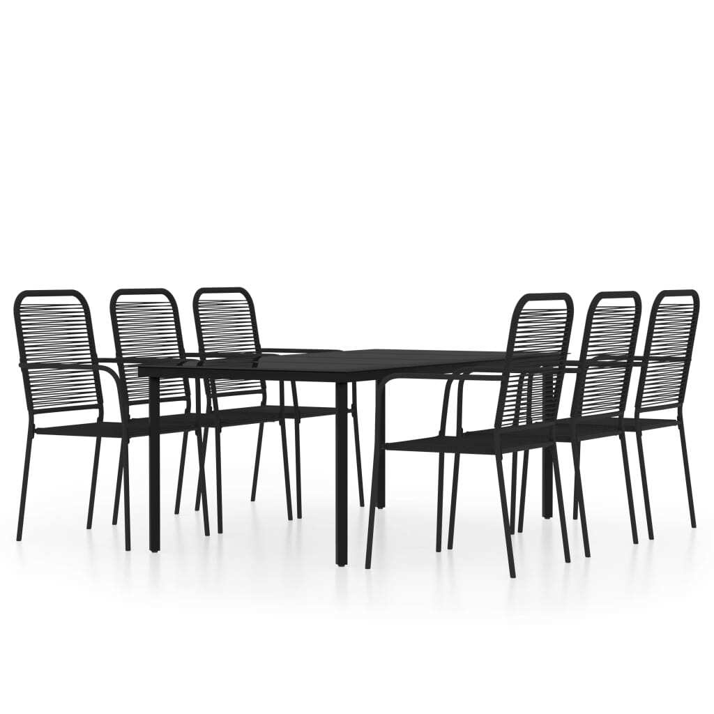 7 Piece Garden Dining Set Black