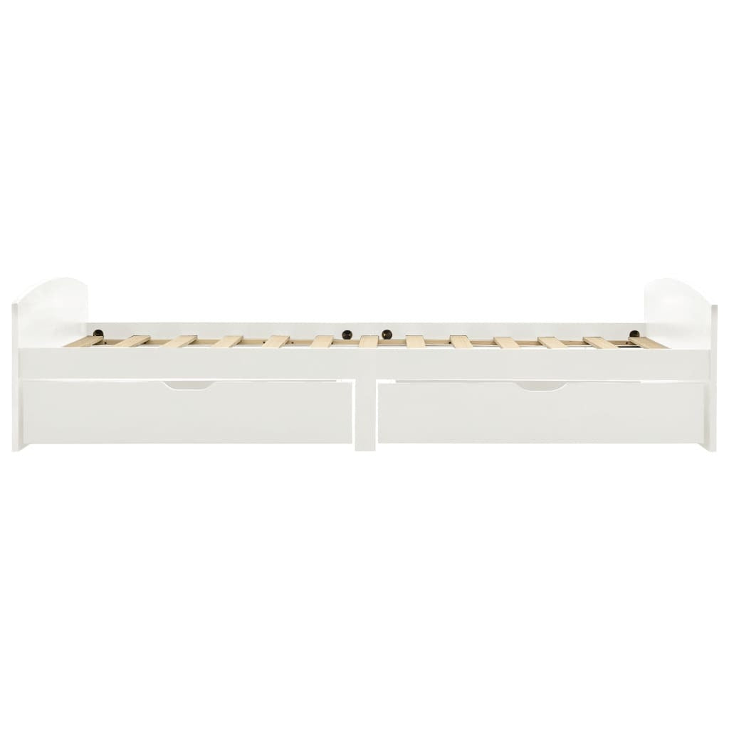 Bed Frame with 2 Drawers White Solid Pine Wood 90x200 cm
