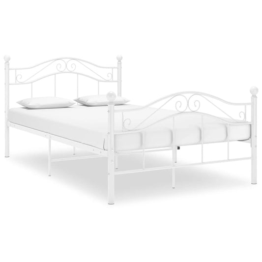 Bed Frame White Metal 120x200 cm