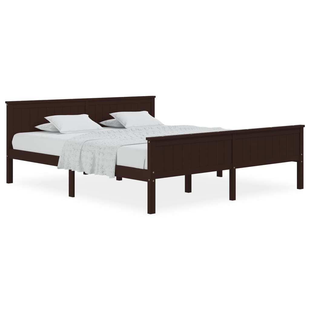 Bed Frame Dark Brown Solid Wood Pine 180x200 cm Super King